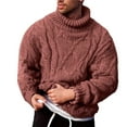 CHSCHS Men's Pullover Sweaters Turtleneck Long Sleeve Cable Knit
