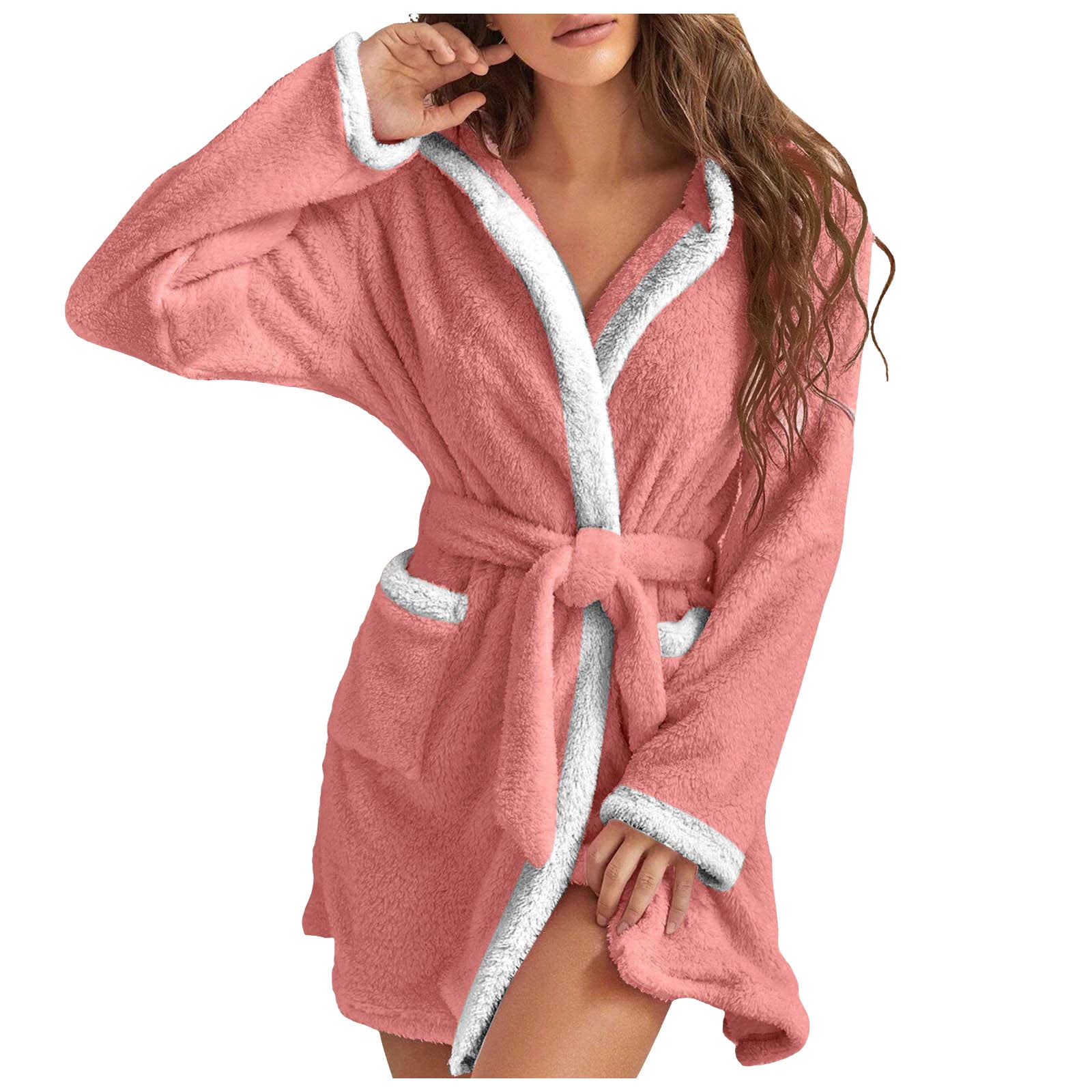 CHSCHS Robes for Women Fleece Fuzzy Soft Warm Women's Bathrobe with ...