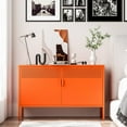 thumbnail image 1 of CHSHIN 25"H Orange Metal Locker Storage Cabinet with 2-Tier for Home,Office,TV Stand(39.37"Width), 1 of 8