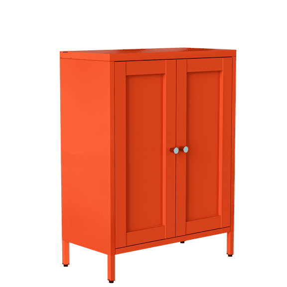 CHSHIN 31.5"H Modern Metal Bathroom Floor Cabinet with Shelves for Home,Entryway,Orange(Width:23.6")