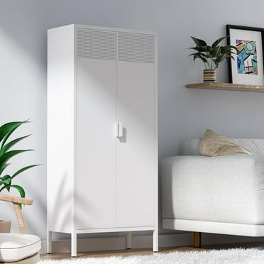 CHSHIN 61"H Modern Kitchen Pantry, Metal Storage Cabinet with 4-Tier for Kitchen,Dining Room,White