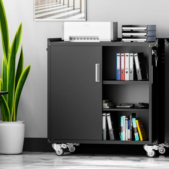 CHSHIN Metal Garage Storage Cabinet,Lockable Rolling Tool Chest with Wheels for Garage,Workshop,Black