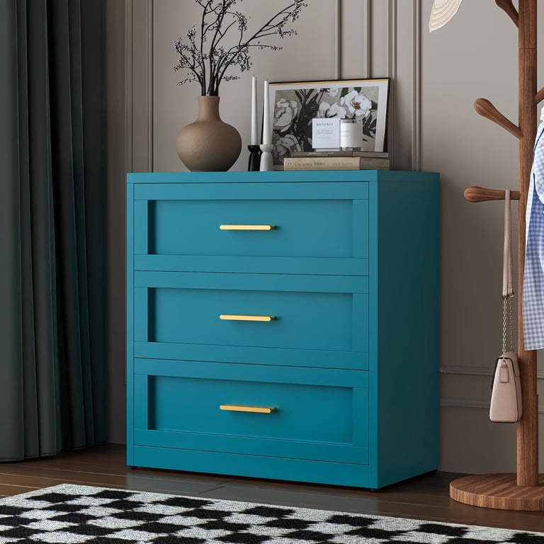 CHSHIN Modern 3 Drawers Metal Dresser for Living Room,Dressers & Chests of Drawers for Bedroom,Blue CHSHIN Modern 3 Drawers Metal Dresser for Living Room,Dressers & Chests of Drawers for Bedroom,Blue