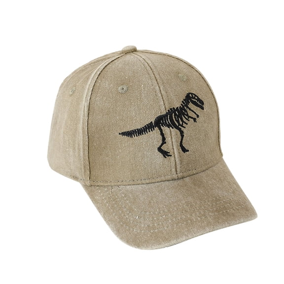 [CHSJU] Korean Retro Washed Duckbill Cap Dinosaur Skeleton Cartoon Baseball Hat for Kids Spring Autumn