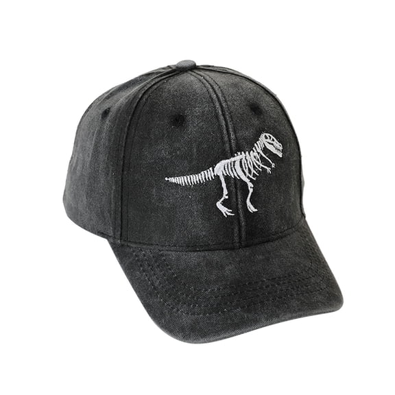 [CHSJU] Korean Retro Washed Duckbill Cap Dinosaur Skeleton Cartoon Baseball Hat for Kids Spring Autumn