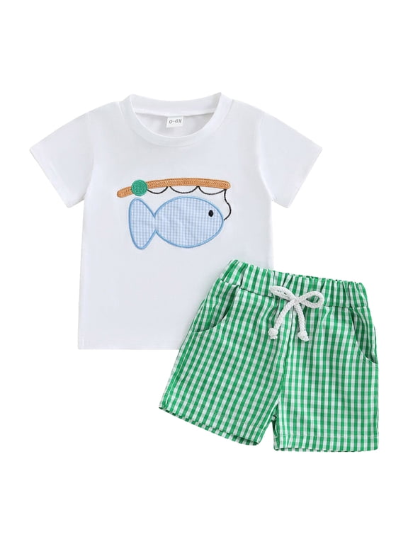 Toddler Newborn Baby Boy Outfit Short Sleeve Tops Pants Clothes Set Infant Boys Summer 2PCS 18-24 Months White