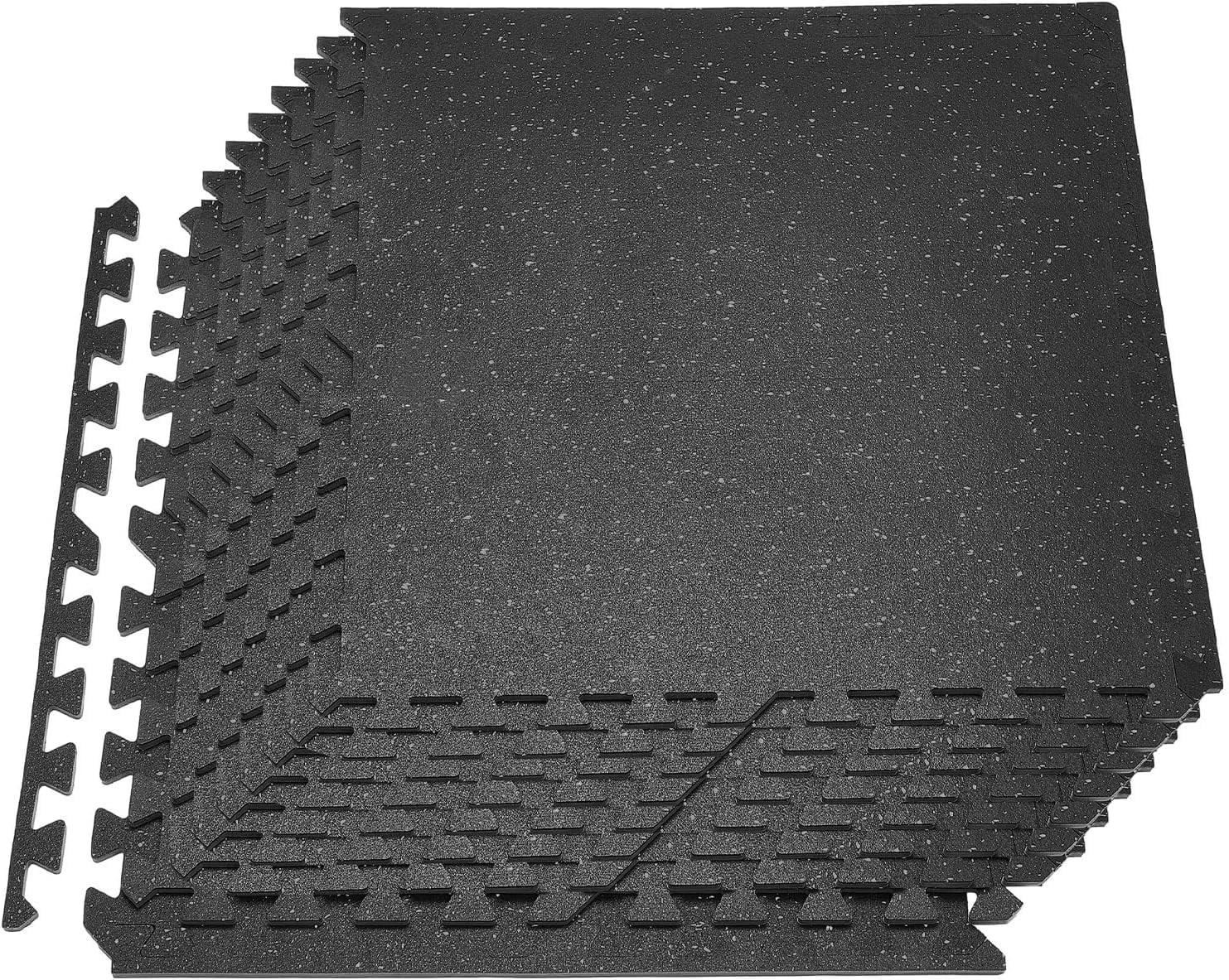 CHTER 0.4Inch 48sq.ft 12 Tiles Gym Flooring for Home Gym, Rubber Top with High Density EVA Foam, 24 x 24In Gym Floor Exercise Equipment Mats, Interlocking Gym Mats, Puzzle Workout Mats, Black & Gray