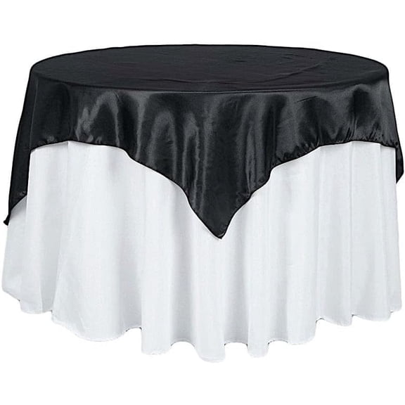 CHTER 10 pcs 72x72 inch Black Square Tablecloth Satin Fabric Overlays Linens | Table Cloths Cover for Wedding Party Banquet Reception Events Decoration Kitchen Dining Events Kitchen Dining