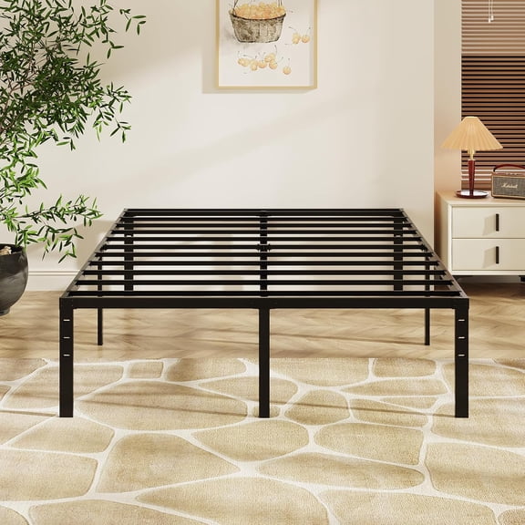 CHTER 16 Inch King Bed Frame, Heavy Duty Metal Platform - No Box Spring Needed,Reinforced Steel Slats, Noise-Free, Easy Assembly, 14.5 Inches Underbed Storage, Black