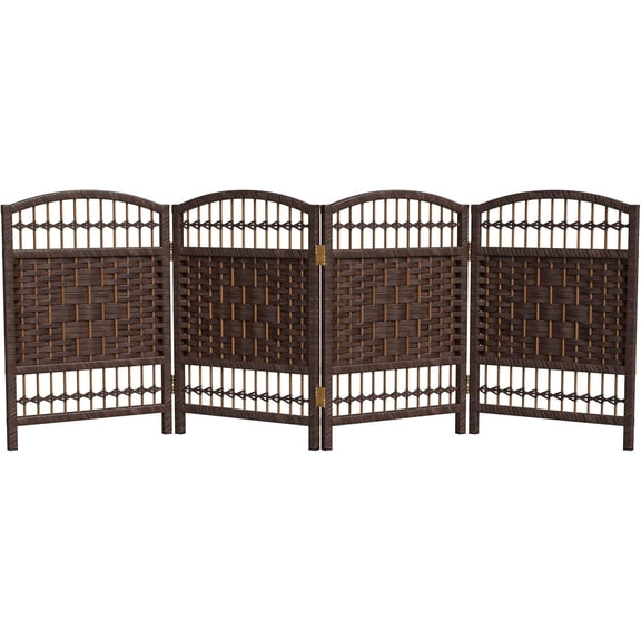 CHTER 2 ft. Short Fiber Weave Folding Screen - Dark Mocha - 4 Panels
