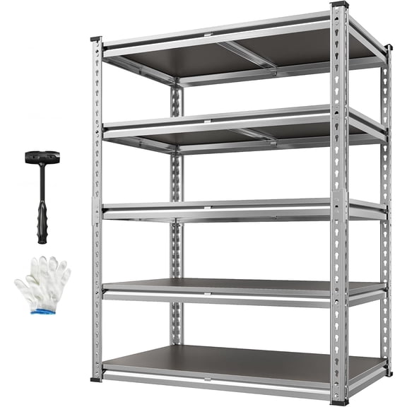 CHTER 2200LBS Heavy Duty Storage Shelves, 5-Tier Adjustable Metal Shelving Unit with Waterproof PP Boards,Garage Storage Rack for Pantry Basement Warehouse,35" W x 16" D x 72" H,Sliver Shelves
