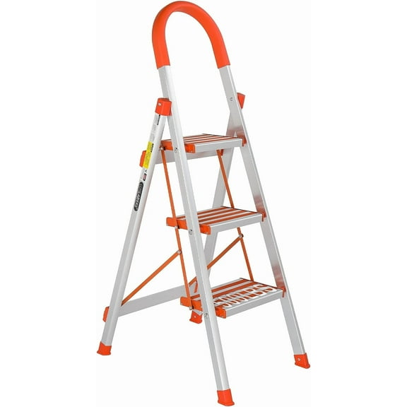 CHTER 3 Step Stool, Foldable Lightweight Step Ladder, Aluminum Anti-Slip with Rubber Hand Grip, 350lbs Capacity, Home and Kitchen Anti-Slip Stepladders