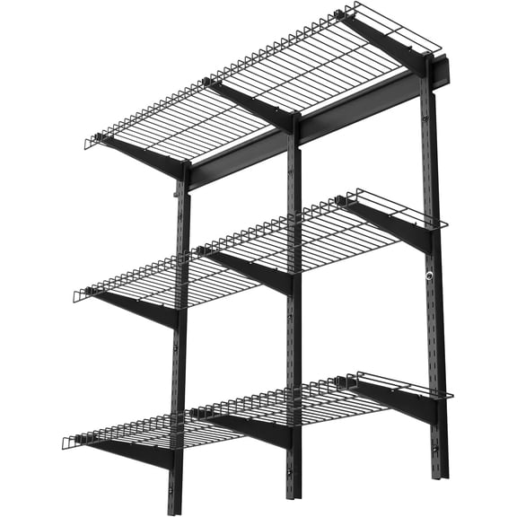CHTER 3-Tier Heavy Duty Wall Garage Shelving, 1 x 3 ft Steel Wall Mounted Shelving Unit, 11 x 36 Inch Per Shelf Floating Storage Metal Rack for Garage with 450 lbs Total Weight Capacity, Black