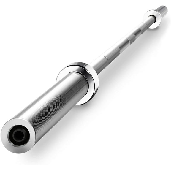 CHTER 7-Foot Barbell with Collars - Solid Iron Weightlifting Rod - Chrome Straight Bar for Home Gym Strength Training & Power Lifting Exercises