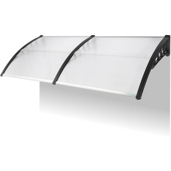 CHTER 79"x38" Window Awning Canopy, Polycarbonate Front Door Patio Cover for UV, Rain, Snow & Sunlight Protection, Stylish Brown Panel with Black Bracket