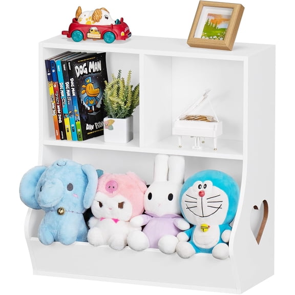 CHTER Baby Toddler Bookshelf and Storage Organizer, Kids Cabinet and Bookcase, Wooden 3 Cubby Children Book Shelf for Playroom, Bedroom, Nursery, School 23.62'' H (White)