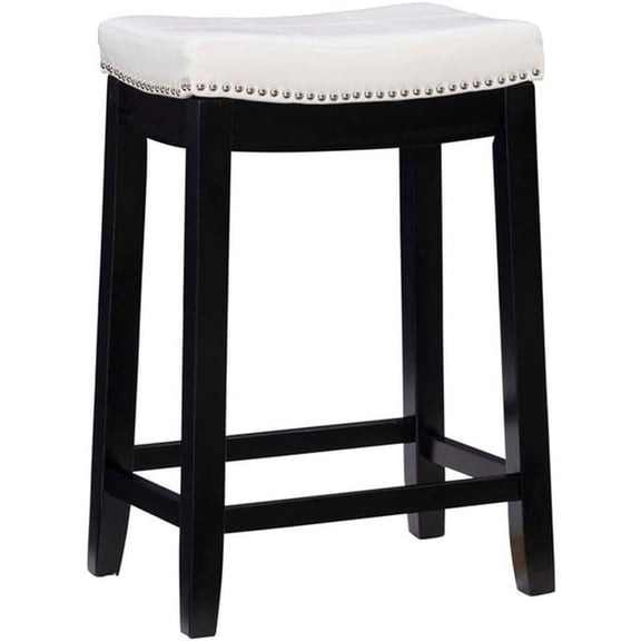 CHTER Claridge Patches Counter Stool, 26-Inch, White