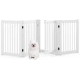 thumbnail image 1 of CHTER Dog Gate with Door - 30''H × 80''W Wooden Pet Gate with Walk Through Door, Foldable Freestanding 4 Panels Pet Safety Fence Extra Wide for Doorway Stairs House Deck Yard, White, 1 of 8