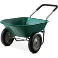thumbnail image 1 of CHTER Dual-Wheel Home Utility Yard Wheelbarrow Garden Cart w/Built-in Stand for Lawn, Gardening, Construction - Green, 1 of 7