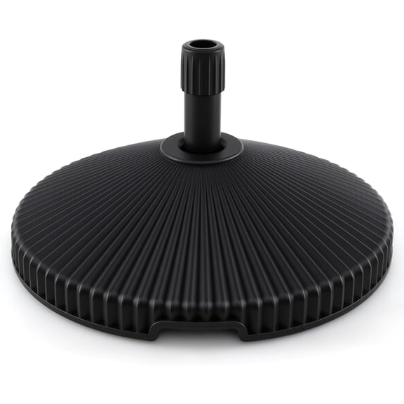 CHTER Fillable Umbrella Base - 55 lbs HDPE Patio Umbrella Stand, Water or Sand Filled, Shell Texture, 3 Hole Rings, Portable Pole Holder for Outdoor Poolside Deck Garden Beach, Round