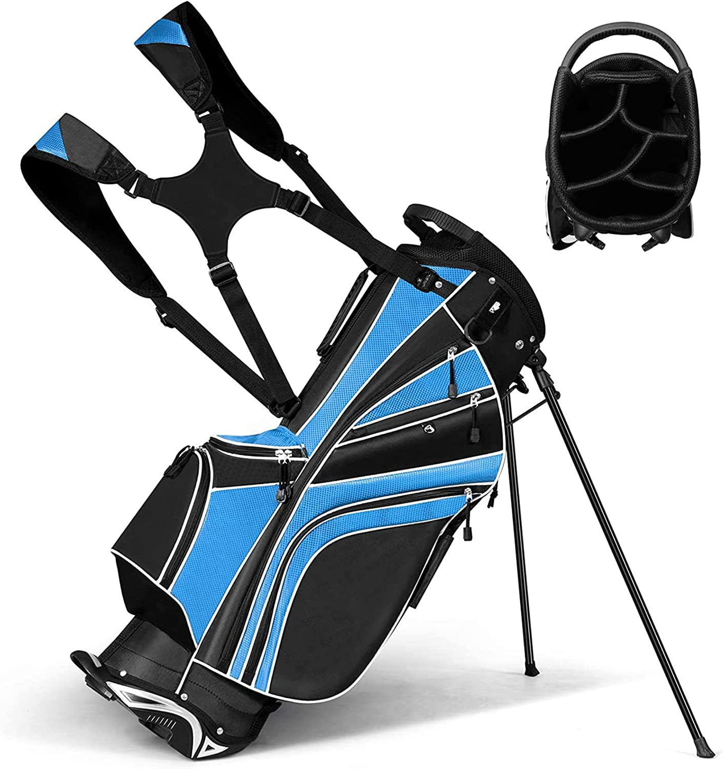 CHTER Golf Stand Bag with 6 Way Top Dividers, Lightweight Golf Bag with Adjustable Dual Strap & 8 Pockets, Waterproof Rain Hood, Portable for Men Women