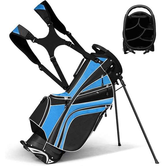 CHTER Golf Stand Bag with 6 Way Top Dividers, Lightweight Golf Bag with Adjustable Dual Strap & 8 Pockets, Waterproof Rain Hood, Portable for Men Women