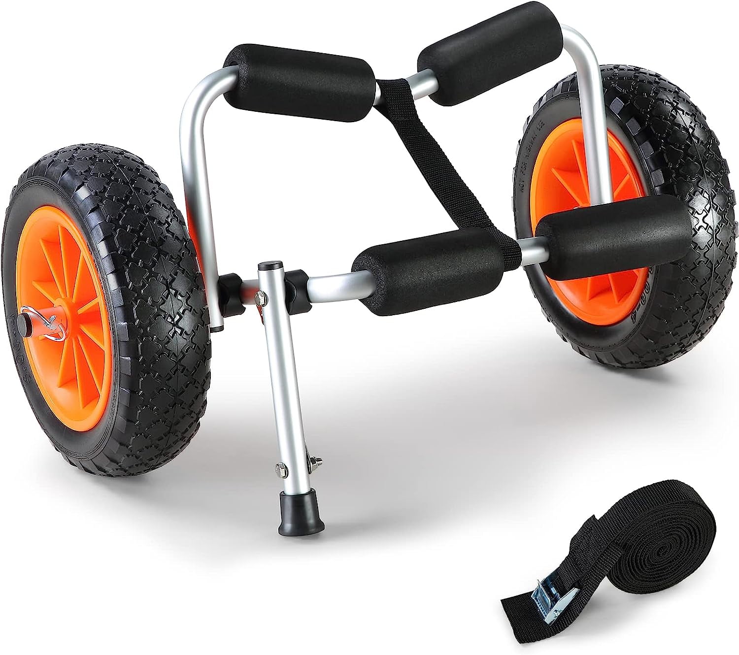 CHTER Kayak Cart, 250lbs Load Capacity, Foldable Kayak Dolly Aluminum Kayak Wheels with 10'' Solid Tires for Kayaks Carrier Canoes Paddleboard Kayak Trolley Float Mats Jon Boats