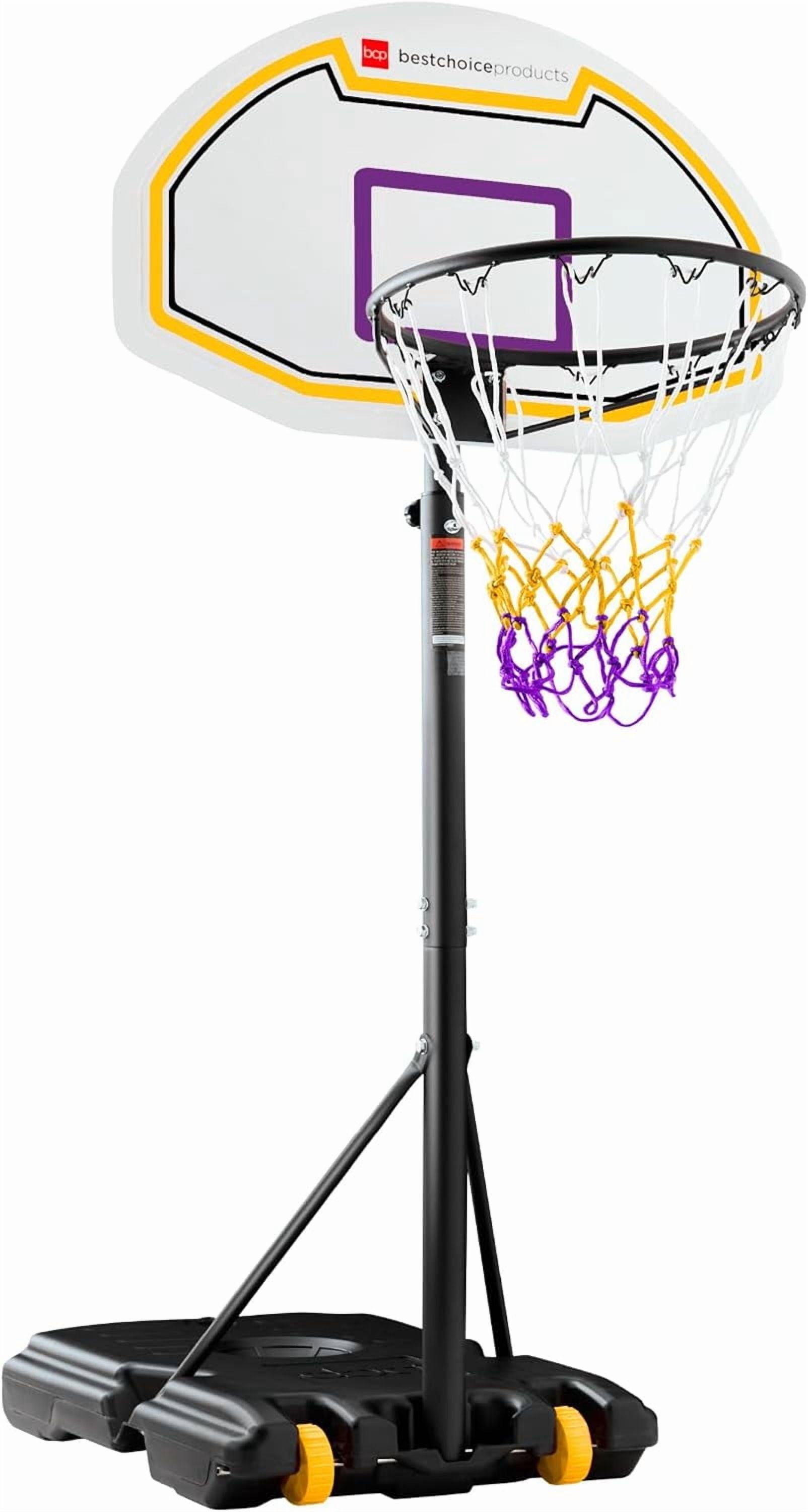 CHTER Kids Height-Adjustable Basketball Hoop, Portable Backboard Set w/ 2 Wheels, Fillable Base, 70.5in to 82.3in Tall