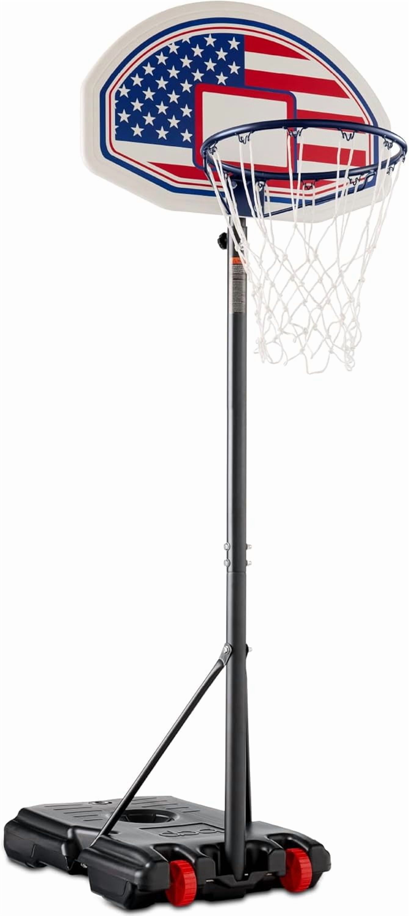 CHTER Kids Height-Adjustable Basketball Hoop, Portable Backboard Set w/ 2 Wheels, Fillable Base, 70.5in to 82.3in Tall
