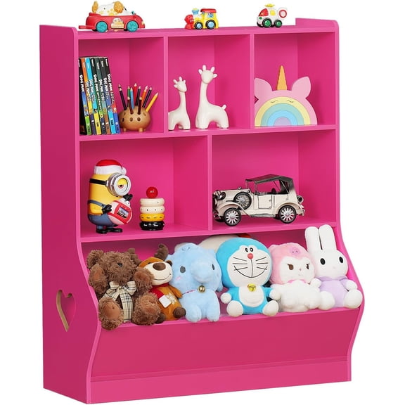 CHTER Kids Storage Organizer, 3 Tier Children Bookcase and Bookshelf, Toddler 6 Cubby Cabinet, Wood Book Shelf for Playroom, Bedroom, Living Room, Nursery, School 39.17'' H (Pink)