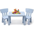 thumbnail image 1 of CHTER Kids Table and Chair Set, Plastic Children Activity Table and 2 Chairs for Art Craft, Easy-Clean Tabletop, 3-Piece Toddler Furniture Set for Daycare Playroom, Gift for Boys Girls(Blue), 1 of 9