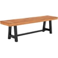 thumbnail image 1 of CHTER Outdoor Bench Garden Bench Wood 63", Patio Dining Bench Weatherproof, Wooden Park Front Porch Benches for Outside, Backless Acacia Wood Bench Long Narrow Clearance, Teak, 1 of 8