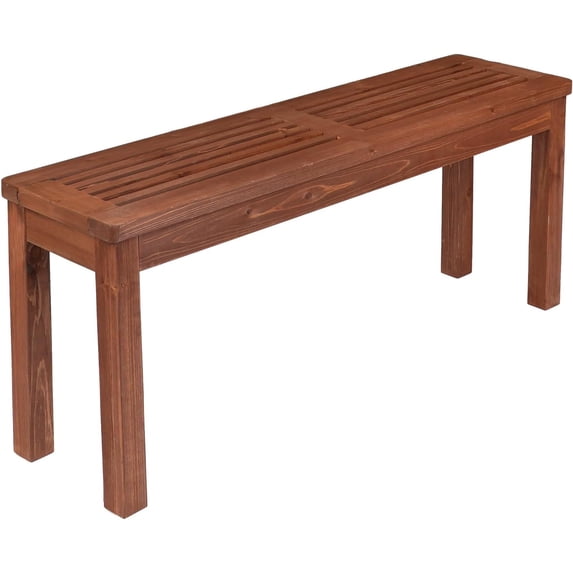 CHTER Outdoor Wooden Bench, 45” Porch Bench Outdoor Backless Garden Bench, Small Outdoor Bench for Deck Patio Entryway (Brown, 45in)