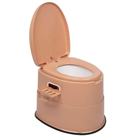 CHTER Portable Toilet | Indoor Outdoor Commode w/Detachable Inner Bucket & Removable Paper Holder, Lightweight & Compact for Camping, Boat, Van, Emergency Use (Brown)