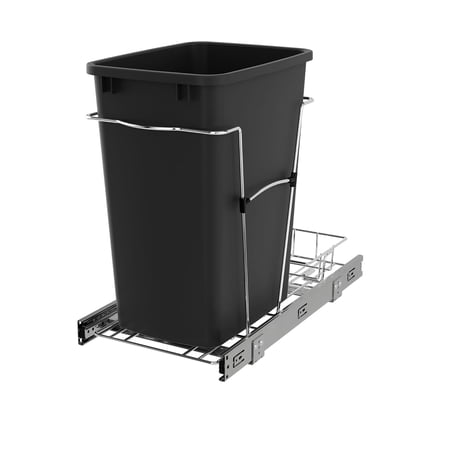 CHTER Pullout Trash Can for Kitchen Cabinets 35 Qt Garbage Waste Recycling Bin with Full Extension Slides, Black, RV-12KD-18C S
