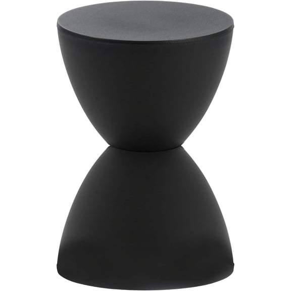 CHTER Sallie Indoor/Outdoor Stool or End Table | Modern Hourglass Accent Style | UV- Protected Plastic Extra Seating or End Table for Patio, Balcony, Poolside, Entryway, or Living Room | Black