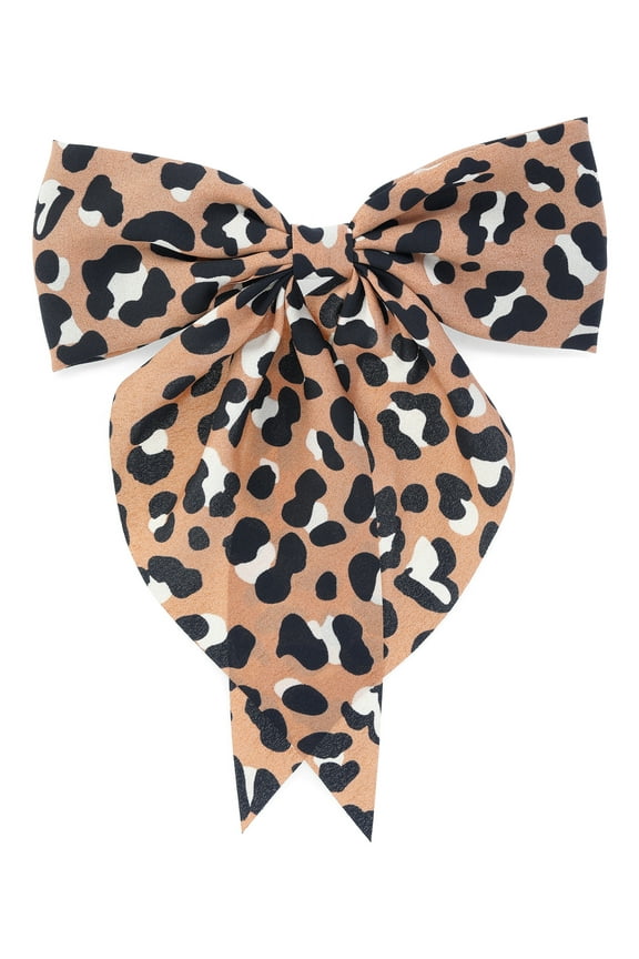 Cheetah Print Bow Barrette Hair Clip