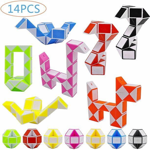 CHUANK 14 Pack 24 Blocks Magic Snake Cube, Mini Plastic Puzzle Cube