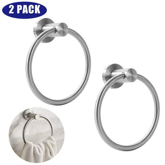 CHUANK 2 Pcs Towel Ring Brushed Nickel, Bath Hand Towel Ring Stainless Steel Round Towel Holder for Bathroom Kitchen