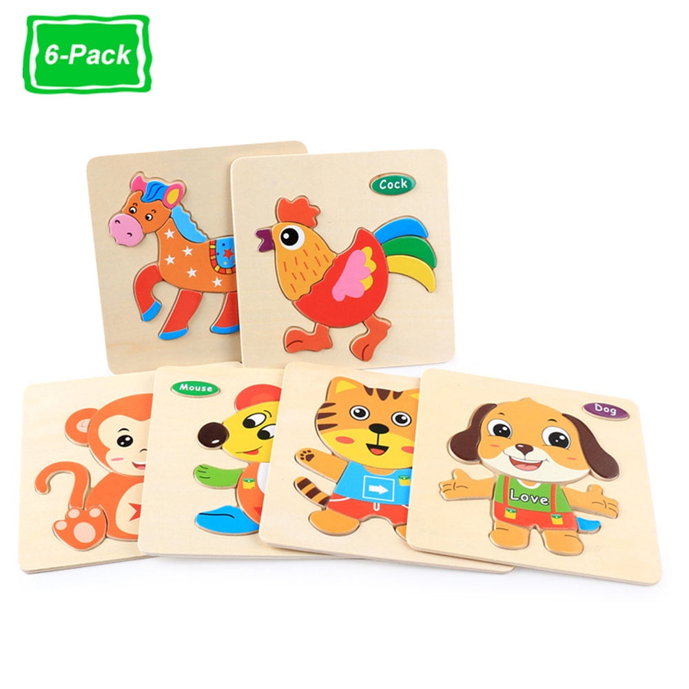 CHUANK 6Pcs Wooden Puzzles for Toddlers 1-3, Toddler Puzzles Ages 2-4, Montessori Toys for 1-3+ Years Girl Boy, Sea Animal Puzzle for Kids, Jigsaw Puzzles Educational Toys Preschool Puzzles