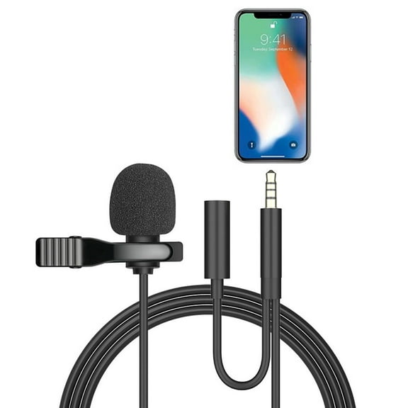 CHUANK Lavalier Lapel Microphone Compatible with 3.5MM interface - Android phone,Professional Omnidirectional Mini Clip on MIC with Earphone Jack,for YouTube,Video Recording