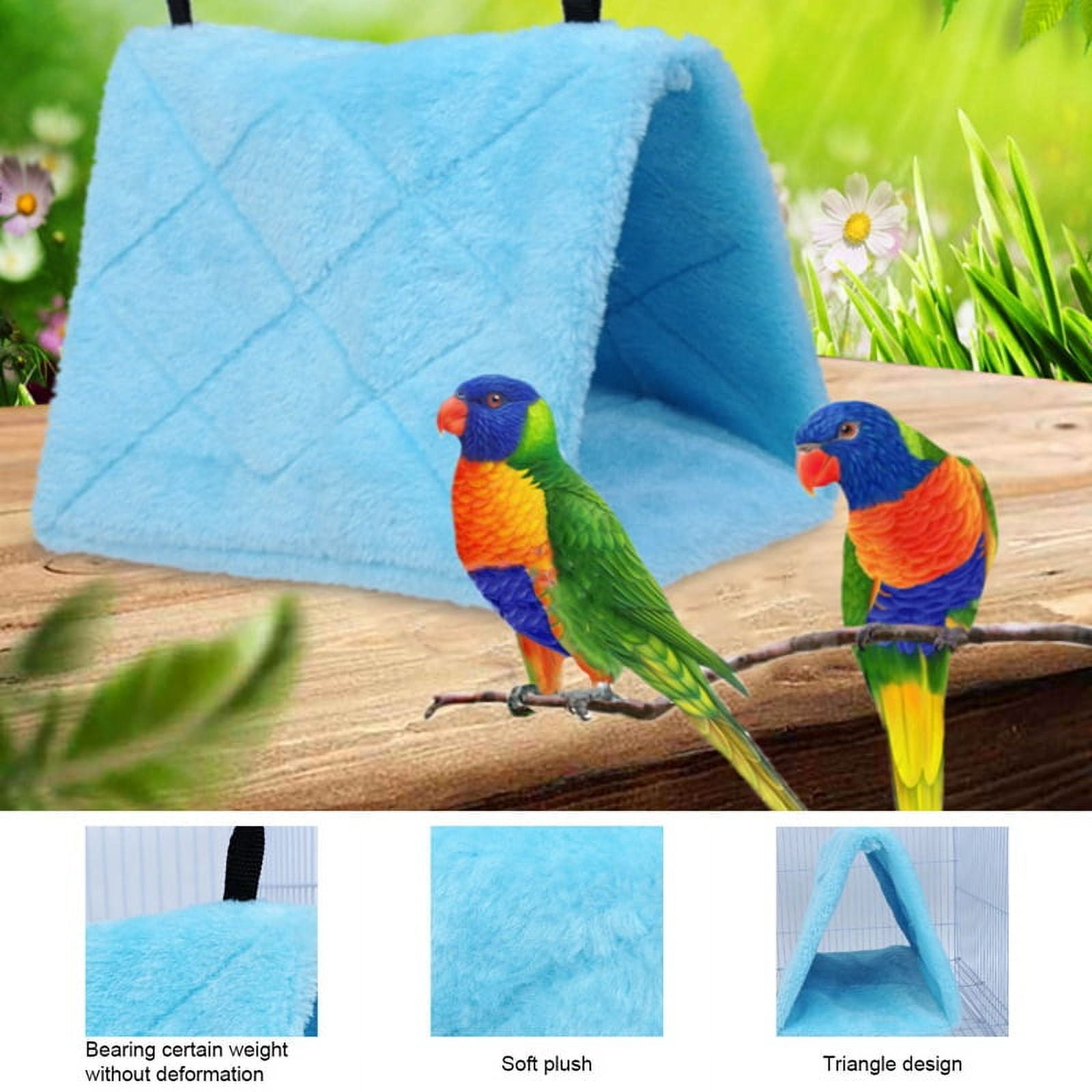 View of CHUANK Winter Warm Bird Nest House Shed Hut Hanging Hammock Finch Cage ...