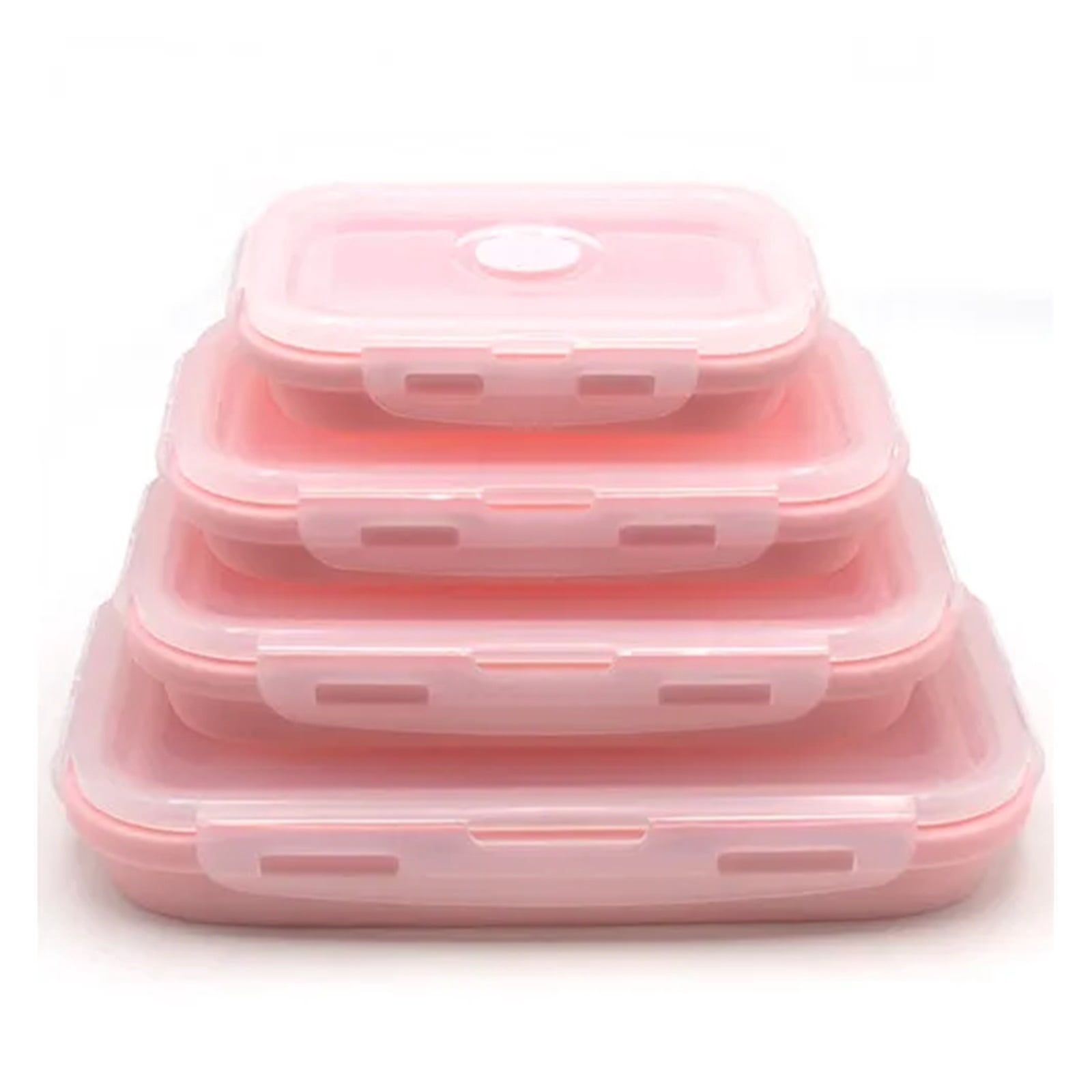 CHUANYAN 4pcs/set Silicone Rectangle Lunch Box Collapsible Bento Box Folding Food Container Bowl 300/500/800/1200ml for Dinnerware