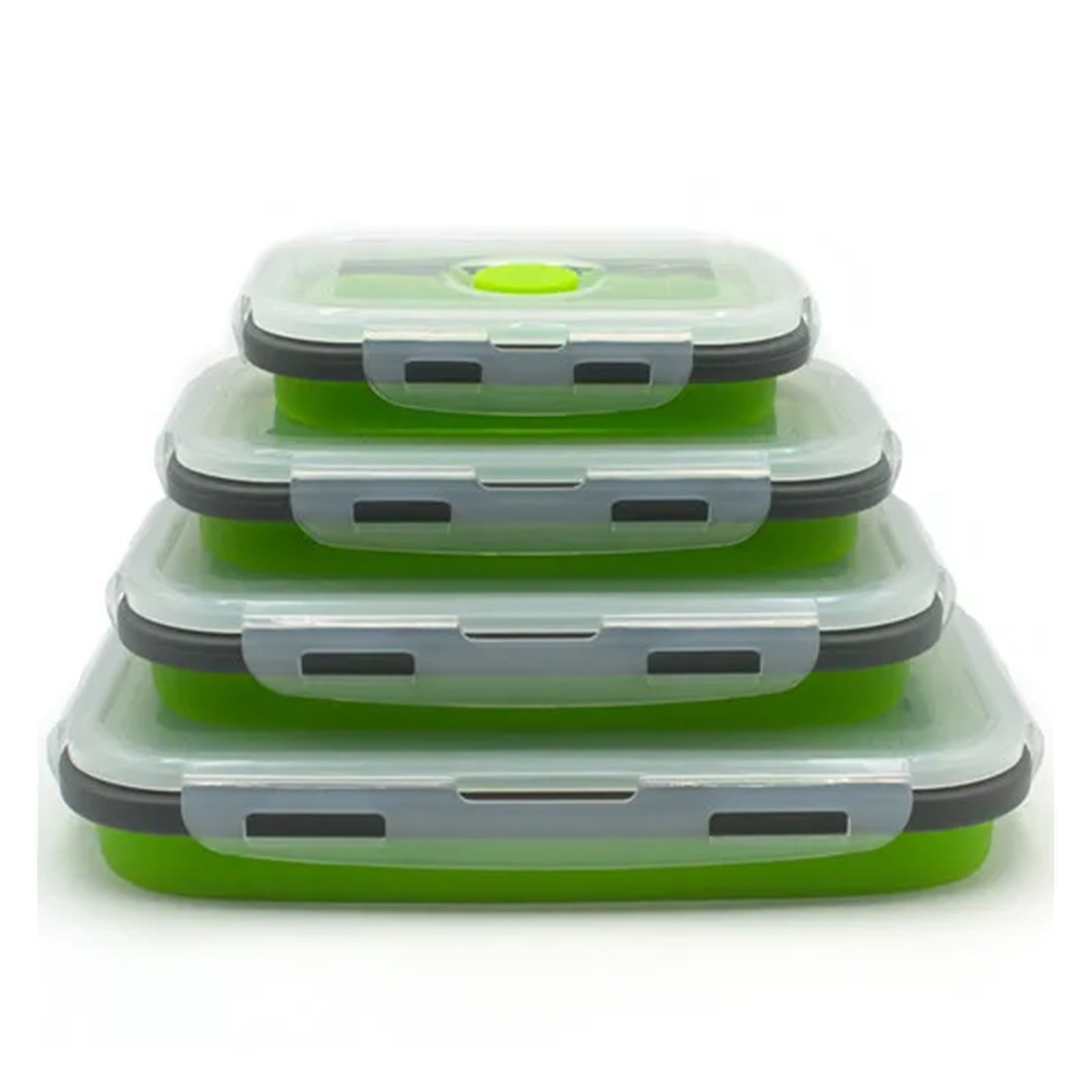 CHUANYAN 4pcs/set Silicone Rectangle Lunch Box Collapsible Bento Box Folding Food Container Bowl 300/500/800/1200ml for Dinnerware