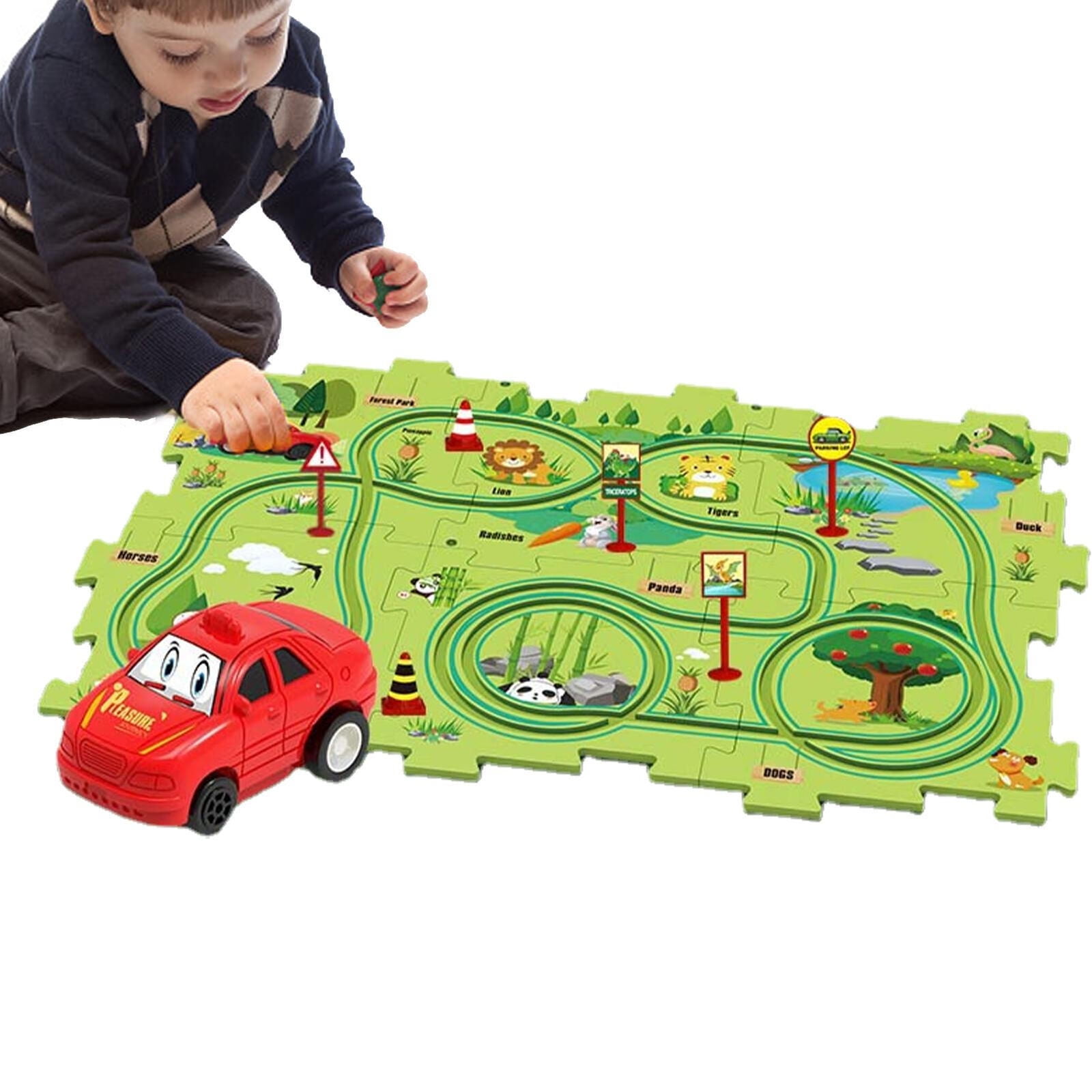 CHUAYA Puzzle Track Play Set Durable and Funny Rail Car Track Toy Track Car Play Set