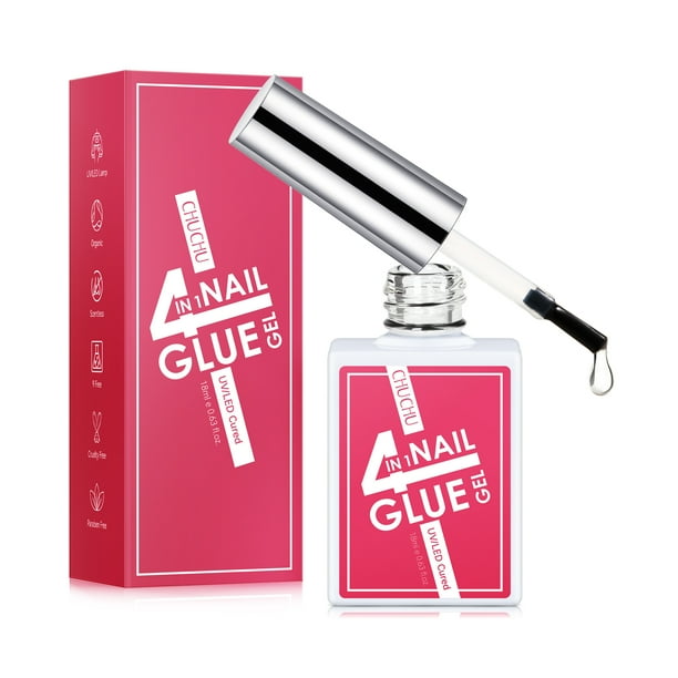 CHUCHU 4 in 1 Nail Glue 18mL Base Gel for Acrylic Nails, Long Lasting