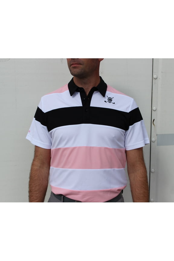Equus Striped Pink Men's Golf Polo