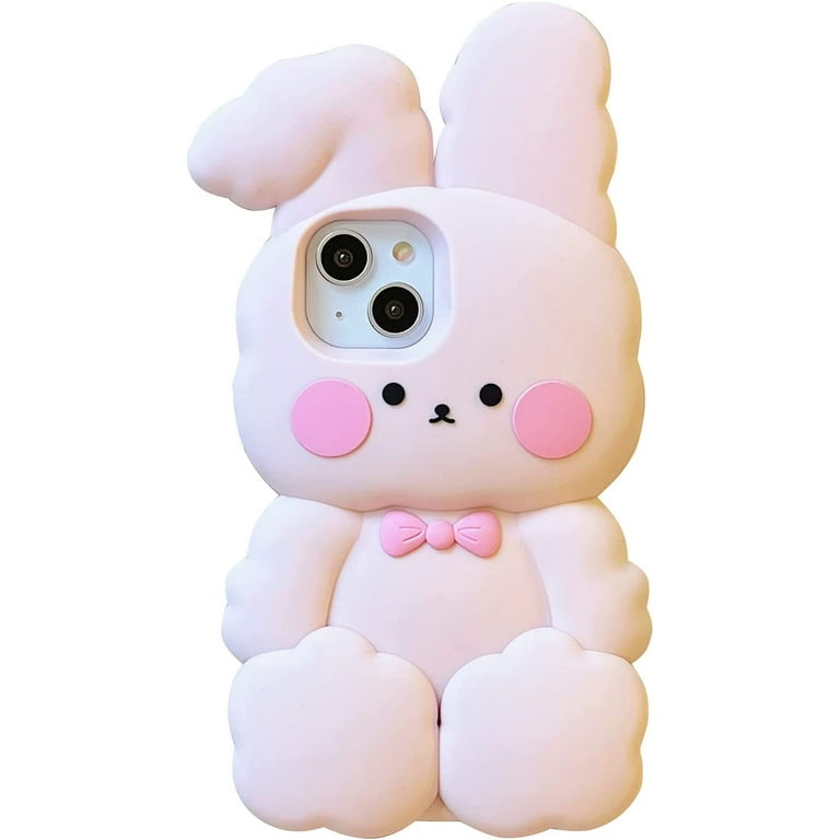 CHUDAN Bunny for iPhone 11 12 13 14 XR Xs Pro Max Case, Kawaii Phone Cases  Cases 3D Silicone Cartoon Cotton Rabbit Case Fun Cute Case Soft Rubber