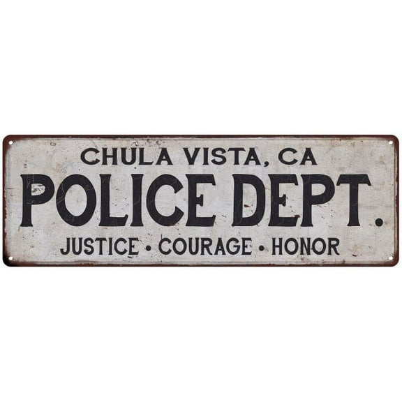CHULA VISTA, CA POLICE DEPT. Home Decor Metal Sign Gift 6x18 106180012065