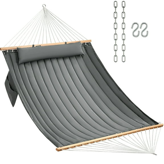 CHULIM 2-Person Quilted Fabric Hammock,450lbs Wight Capacity,Large Hammock 78.7in L x 55in W,Dark Grey